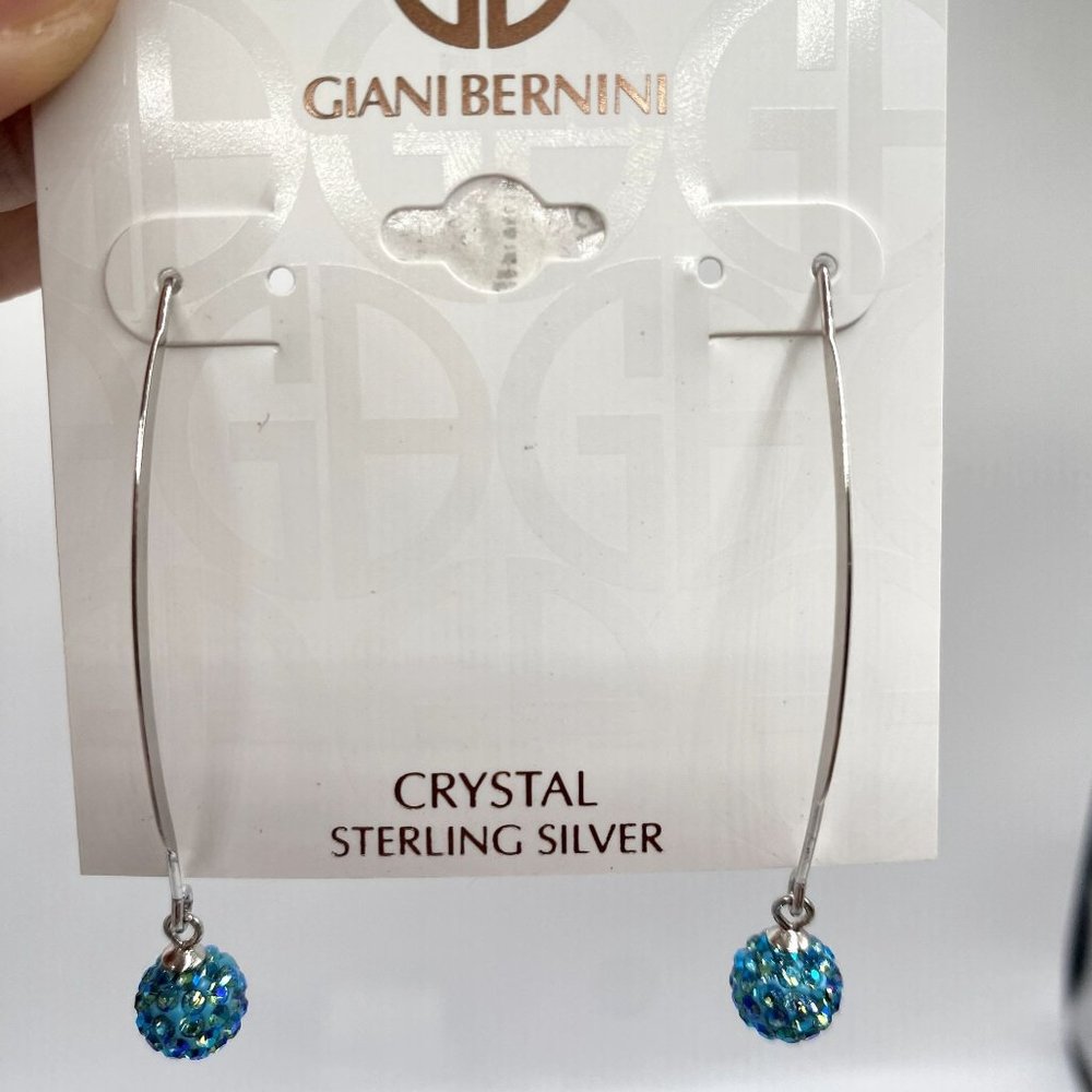 GIANI BERNINI Light Blue Crystal Cluster Threader Earrings in Sterling Silver FI